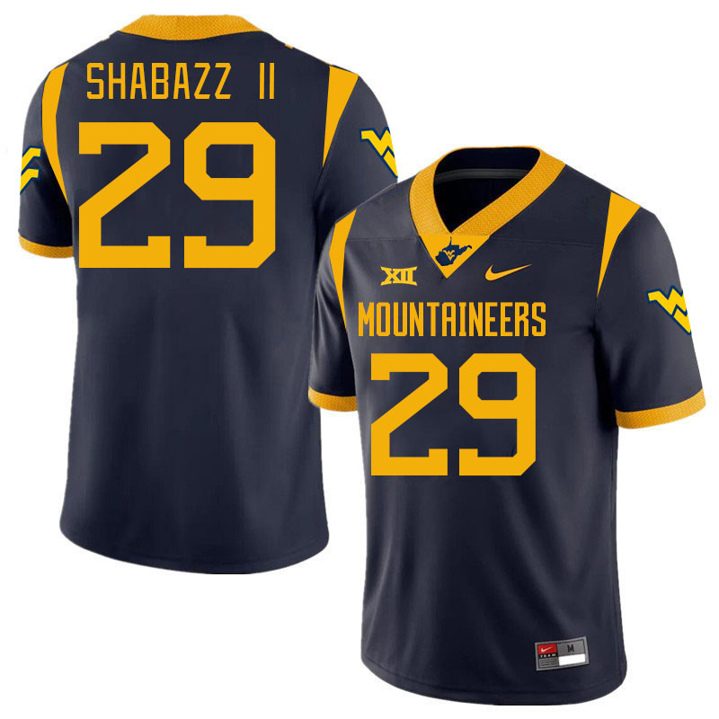 #29 Deuce Shabazz II West Virginia Mountaineers College 2024 New Uniforms Football Jerseys Stitched Sale-Navy